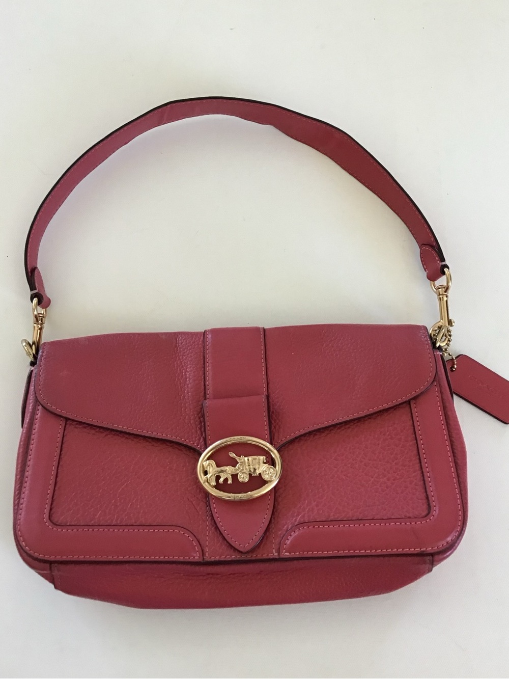 Coach Georgie Shoulder Bag Strawberry Haze Pebbled Leather Horse & Carriage